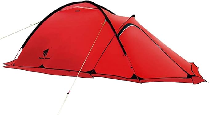 Portable 2 Person 4 Season Tent Waterproof Backpacking Tent Double Layer All Weather for Camping Hiking Travel Climbing Mountaineering - Easy Set Up (Color : Red, Size : Large)