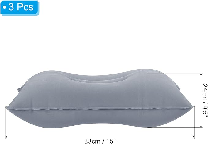 PATIKIL Inflatable Pillow, 3 Pack Squared Ultralight Camping Travel Pillow Desk Rest Neck Support for Hiking Backpacking Office, Gray