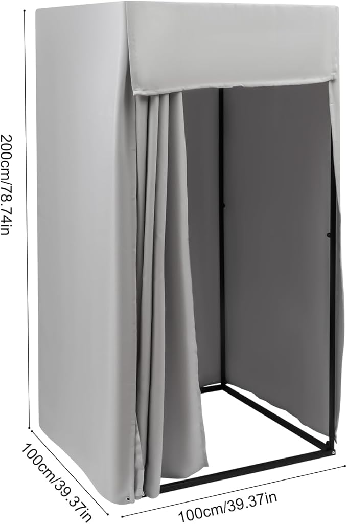 Grey Portable Rectangular Changing Room Tent - Privacy Fitting Room for Boutique & Shopping Mall (Indoor/Outdoor) - Removable
