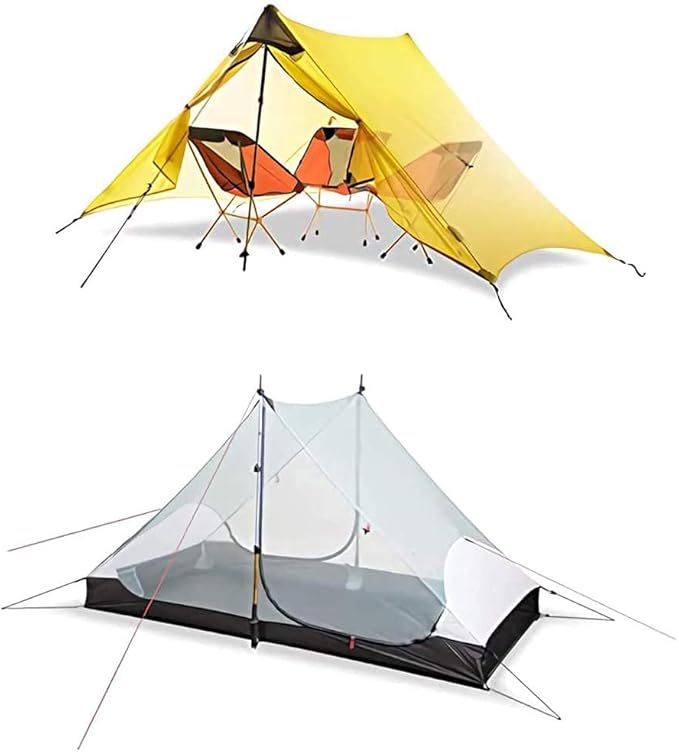 GeRRiT 2 Person Tents Camping Folding Camping Tent Outdoor Sun Shade Waterproof Double Layer Backpacking Tent 3-4 Seasons Easy Set Up for Outdoors Camping