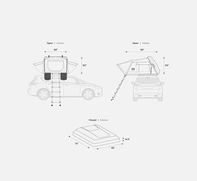 Condor 2 XL Air Hard-Shell Roof Top Tent for Car Camping and Overlanding, Waterproof, Heavy-Duty Shell with LINE-X, 3-4 Person Tent, Easy Assembly, with air Mattress and Universal Mounting Brackets