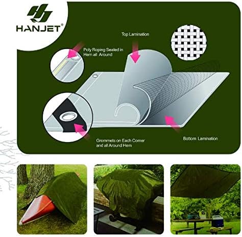 Waterproof Heavy Duty Tarp 15 x 20 5 Mil Thick PE Tarp Army Green Camping Outdoor Garden Wooden Cover Tarpaulin Tearresistant