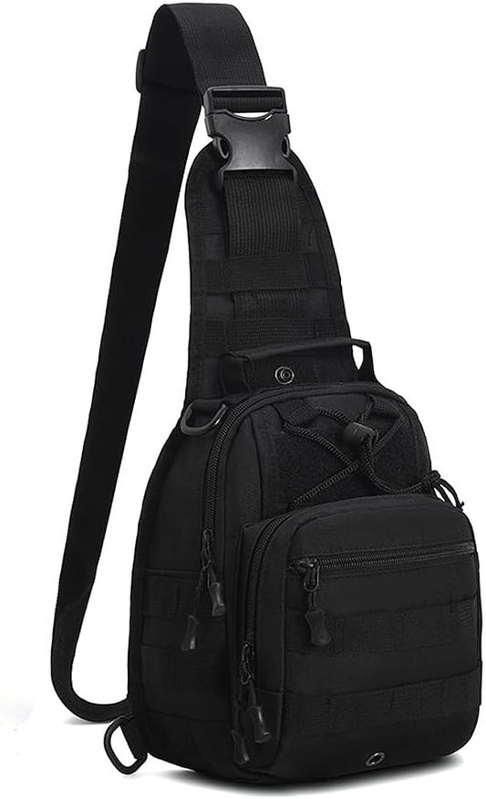 Viriber Tactical Backpack, Waterproof Military Cross-body Molle Sling Shoulder Backpack Chest Bag for Outdoor Every Day Carry Black