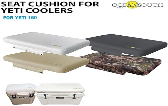Oceansouth Seat Cushions for Yeti Coolers (Press Stud Fittings) (Tan, YETI 105) Camping yeti seat Cushion Handle Beach Chair ice Box chests and Coolers Foam Cooler Boat Seats
