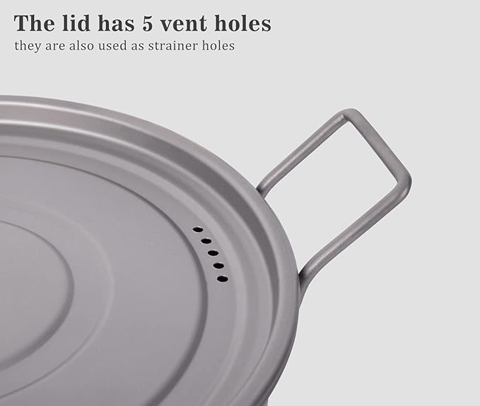 Boundless Voyage Multifunctional Titanium Steamer Pot with Frying Pan and Vented Lid Outdoor Camping Backpacking Kitchen