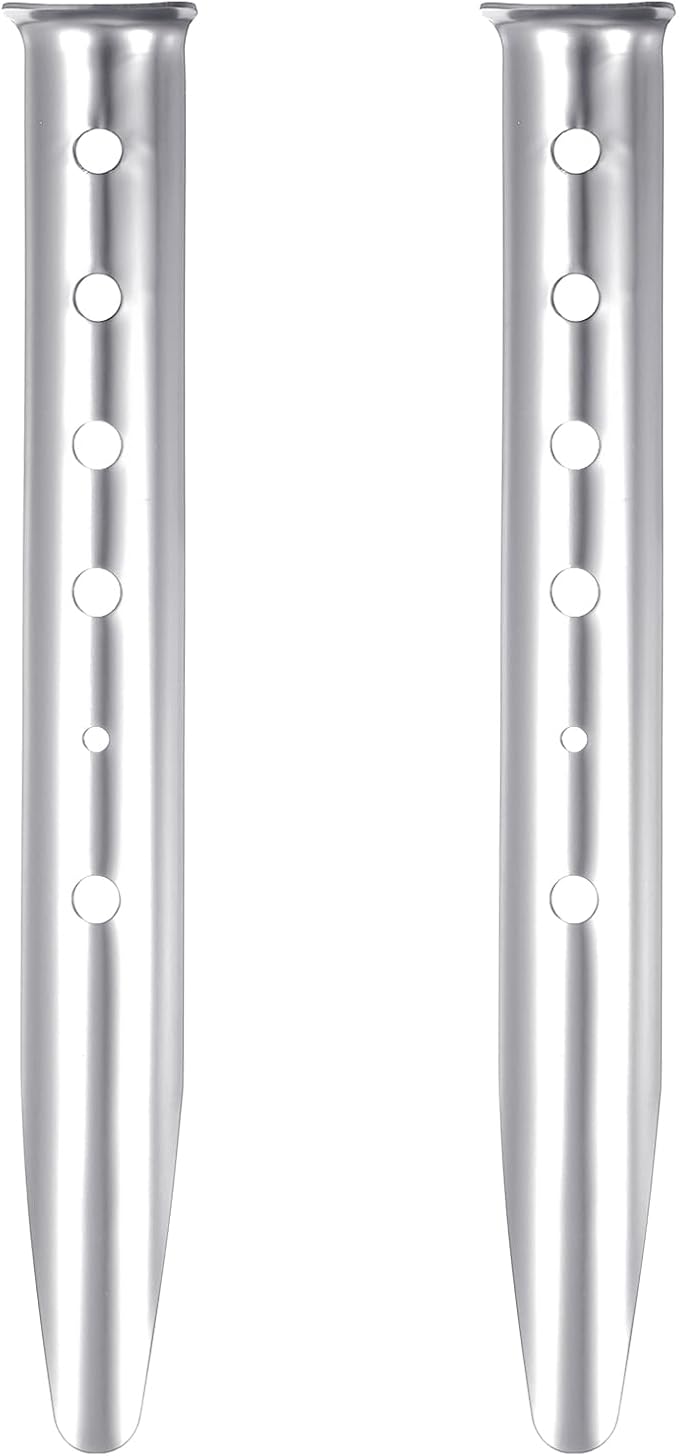 PATIKIL Aluminum Tent Stakes, 2 Pack Metal Camping Ground Pegs Camping Accessories Sand Stakes with 6 Holes for Tents Hammocks and Canopy, Silver Tone