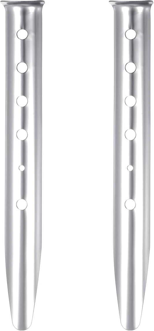 PATIKIL Aluminum Tent Stakes, 2 Pack Metal Camping Ground Pegs Camping Accessories Sand Stakes with 6 Holes for Tents Hammocks and Canopy, Silver Tone