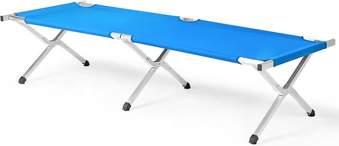 Camp Bed, Portable Folding Camping Cot for Adults,Indoor Outdoor Portable Sleeping Cot for Hiking, Camping with Carrying Bag Army (Blue)