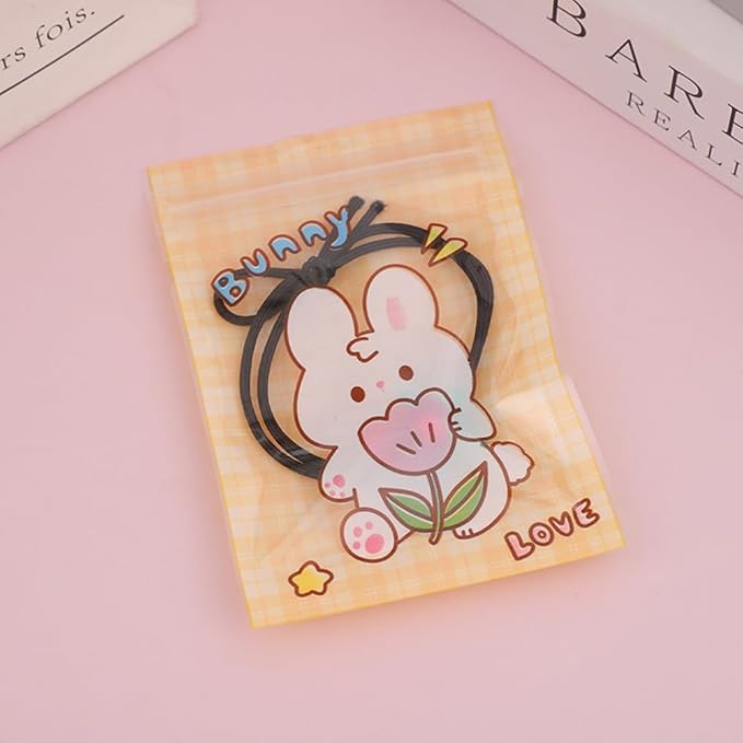 50 Pieces 7.5x11cm Small Cartoon Resealable Bags Cute PP Bag For Jewelry Packaging Bags Premium Adorable Anime Gift Bag (Yellow rabbit)