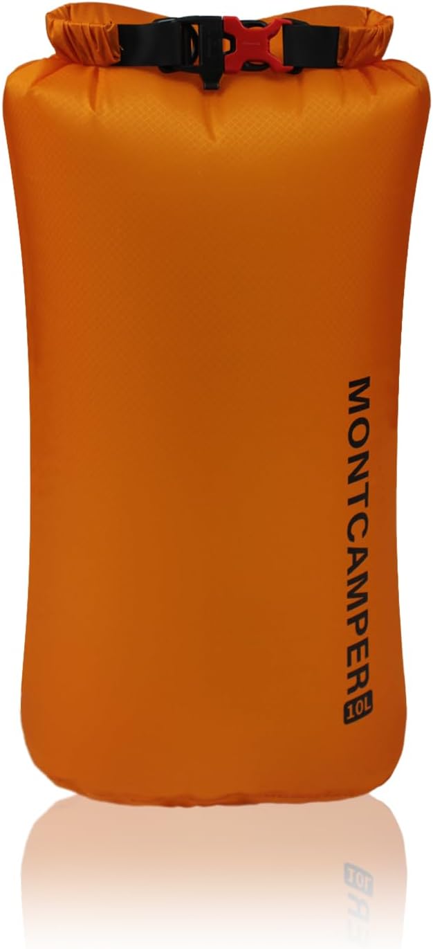CORDURA Waterproof Dry Bag 10L – Heavy Duty IPX6 Roll Top Sack with Survival Whistle for Kayaking, Camping, Boating, Beach – Lightweight Dry Backpack (Orange)