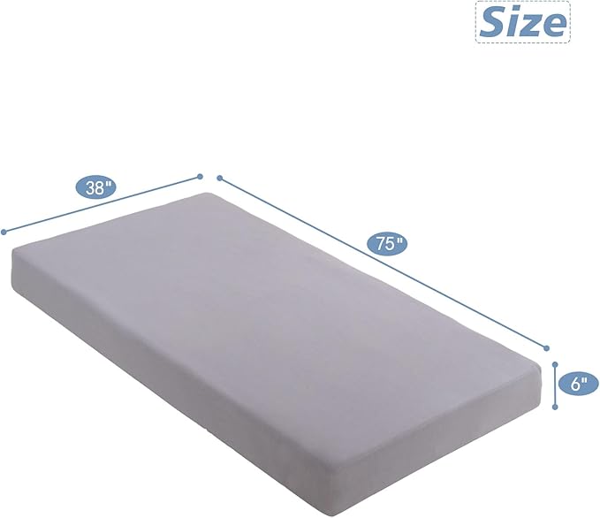 Twin Fitted Sheet (Bottom Sheet Only) Compatible with Milliard Trifold Mattress Folding Mattress, Ultra Soft & Breathable Cover for Camp Bunk Rvs Bed(Gray,Twin,6")