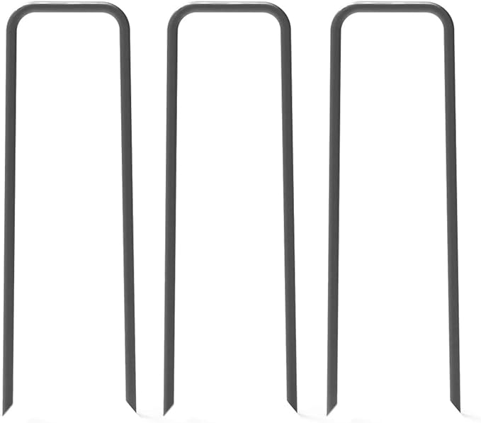 AAGUT 6 Inch 100 Pack Black Landscape Staples Tent Stakes 11 Gauge Heavy Duty Yard Stakes for Decoration Weed Barrier Fabric Ground Cover Irrigation Tubing Soaker Hose Chicken Wire