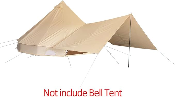 Playdo Canvas Bell Tent Awning Family Tent Sun Shelter Awning Canopy with Poles for Outdoor Camping Hiking Hunting