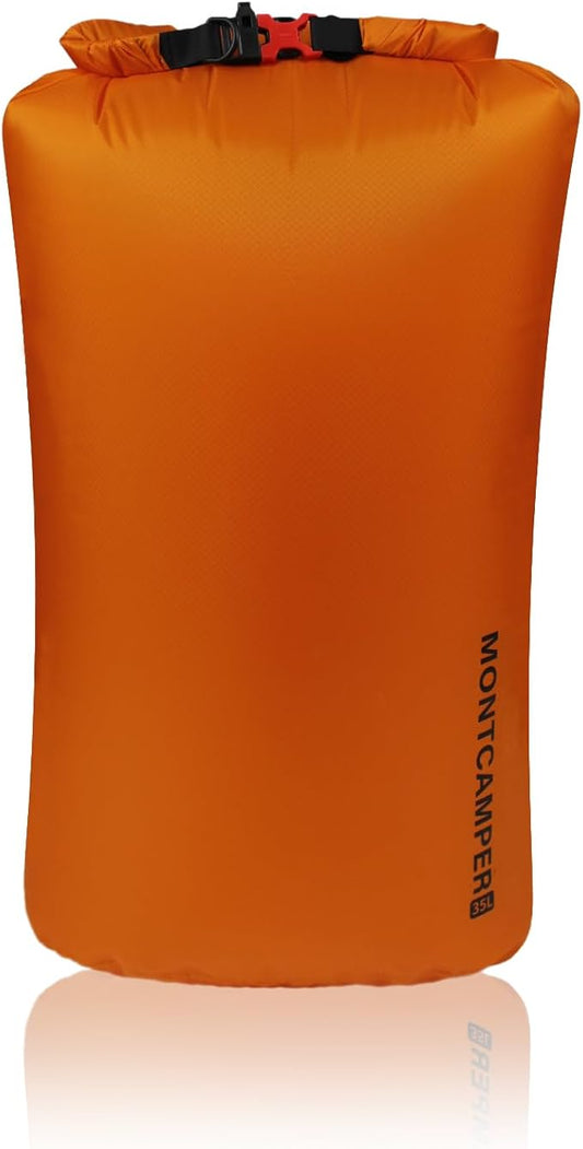 CORDURA Waterproof Dry Bag 35L – Heavy Duty IPX6 Roll Top Sack with Survival Whistle for Kayaking, Camping, Boating, Beach – Lightweight Dry Backpack (Orange)