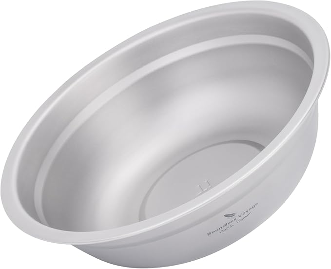 Boundless Voyage Titanium Camping Plate Bowl Set Rice Soup Salad Stackable Serving Bowls Ultralight Dinnerware Set Dishwasher Safe 1300ml ti1147t