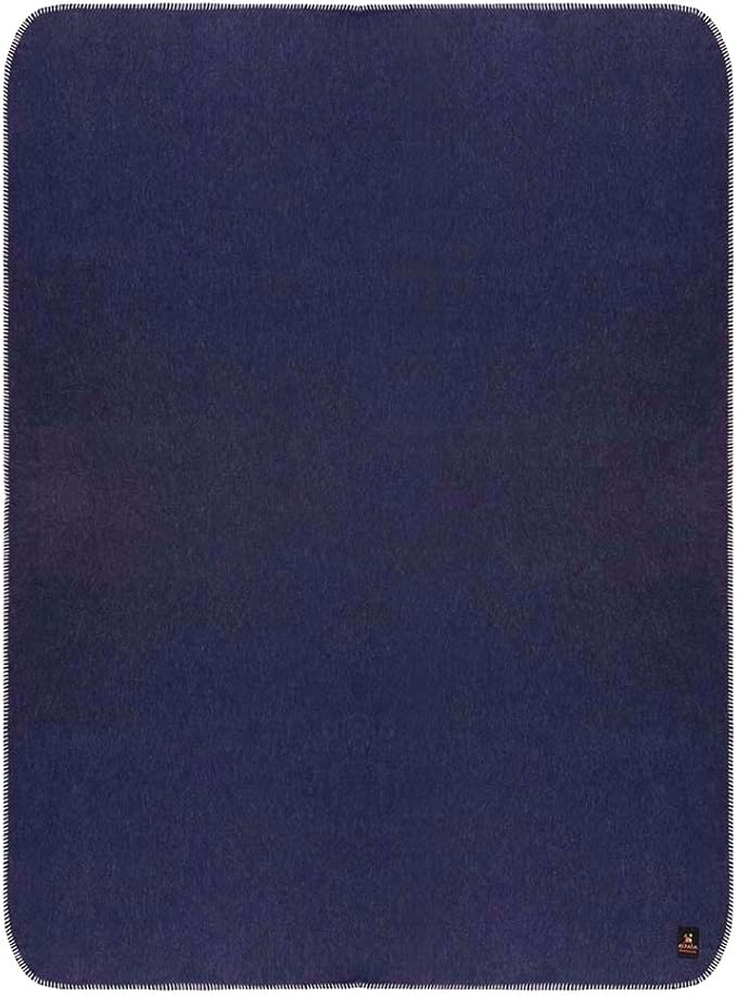 Thick Alpaca Wool Blanket Heavyweight Camping Outdoors Indoors Soft Peru Twin Size Biface Design (Gray/Blue, Twin Size)