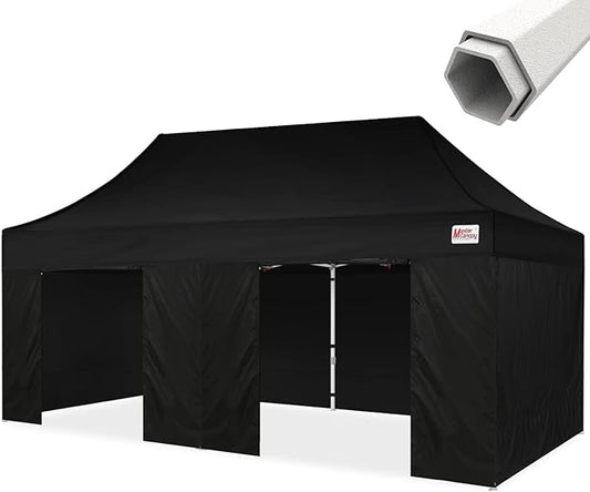 MASTERCANOPY 10x20 Heavy Duty Pop Up Commercial Instant Canopy with Sidewalls(10x20 Black)