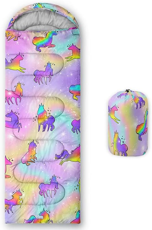 Kids Sleeping Bag for Boys and Girls,Mixed Color Star Dot-Lightweight Warm Portable Outdoor Indoor-Waterproof Cold Weather Resistant Sleeping Bag for Camping Hiking