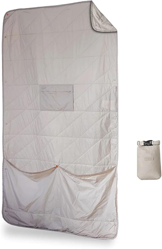 Gravel Layover Travel Blanket – Lightweight, Compact, and Warm with Carry Pouch (Gray)