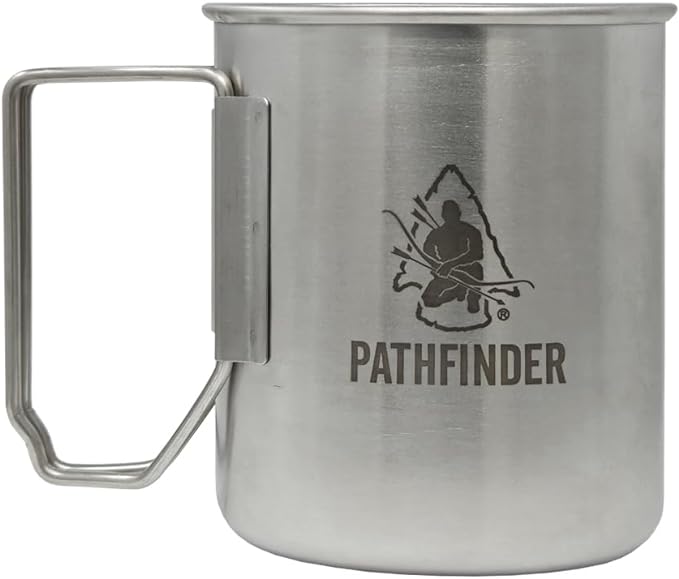 The Pathfinder School Stainless Steel Nesting Cup & M34 Scout Canteen - Survival Gear and Supplies - Bushcraft Gear Camping Essentials - Hiking Water Bottle - Camping Canteen- Backpacking Kit