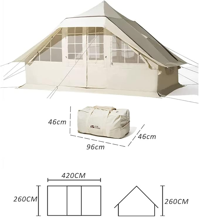 GeRRiT Inflatable Camping Tent with Pump, 5-8 Person Glamping Tents, Easy Setup 4 Season Waterproof Windproof Outdoor House for Fishing, Camping & Hiking