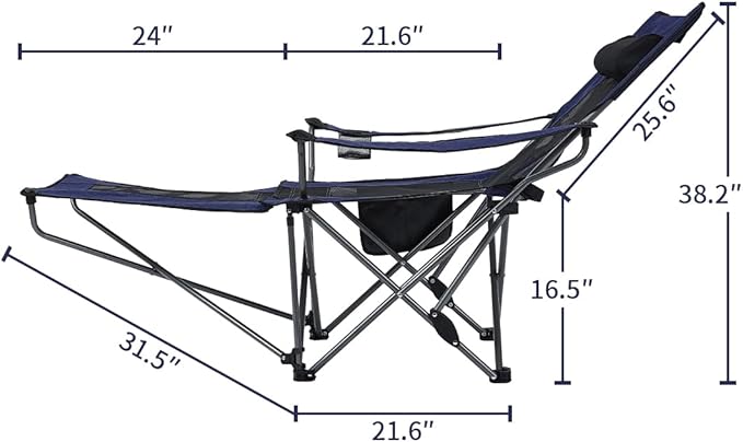 OUTDOOR LIVING SUNTIME Camping Folding Portable Mesh Chair with Removabel Footrest