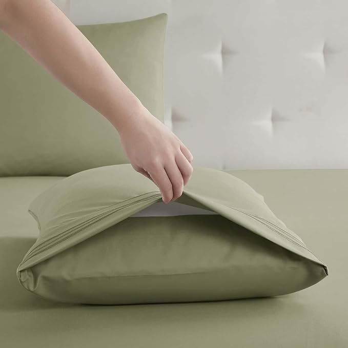 Clara Clark King Sheets, 6 Piece Set - Hotel Luxury Sheets for King Size Bed, Super Soft Bedding Set, King Size, Sage Green