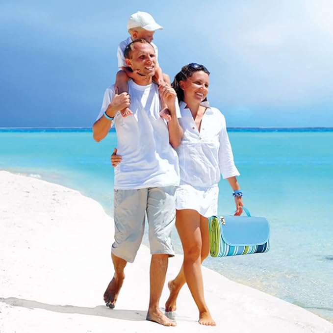 Large 80"x 60" Beach Blanket, Outdoor Picnic Blankets, Waterproof Sandproof Portable Blankets, Foldable and Lightweight for Spring Summer Camping, Beach, Park (Blue)