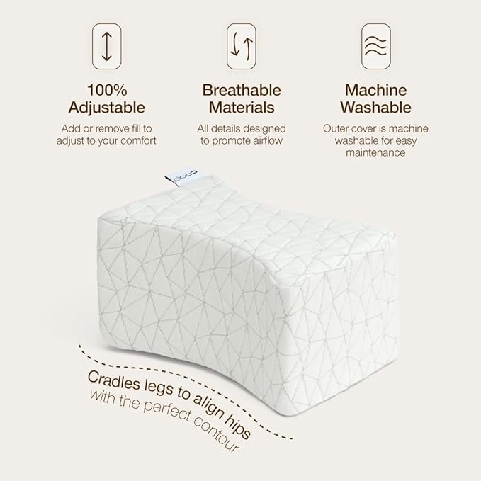 Coop Home Goods Leg Support & Knee Pillow for Side Sleeper, Adjustable Soft Orthopedic Leg Pillow for Sleeping, Pregnancy, Sciatica, Back, Hip and Joint Support with Washable Cover