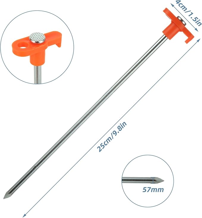 40PCS 10 Inch Heavy Duty Tent Stakes, Metal Tent Pegs, Galvanized Non-Rust Tent Stakes for Outdoor Camping, Garden, Canopies, Grassland