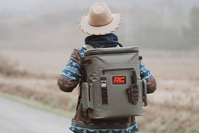 Rough Country Insulated Backpack Cooler – Holds 24 Cans, Leakproof Waterproof Design, Durable Nylon with Padded Shoulder Straps, Ideal for Camping, Tailgating, Hiking - 19"x15"x9