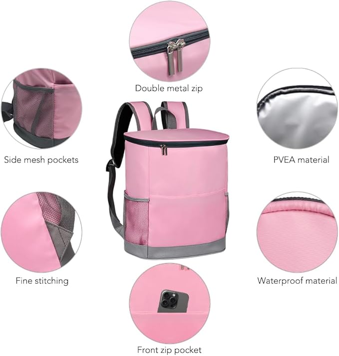 IYARKAI® Insulated Cooler Backpack, Backpack Cooler, 20 Can Backpack Cooler Leak Proof, Insulated Soft Cooler Bag, Lightweight, Cold-Weather Duffel Bag for Beach, Camping, Outdoor Activities