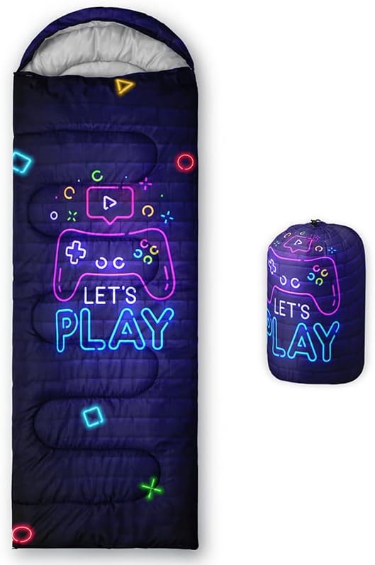 Kids Sleeping Bag for Boys and Girls,Mixed Color Star Dot-Lightweight Warm Portable Outdoor Indoor-Waterproof Cold Weather Resistant Sleeping Bag for Camping Hiking