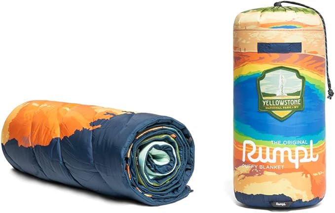 Rumpl Original Puffy Yellowstone National Park Blanket for Camping and Outdoors, V1, Yellowstone V1