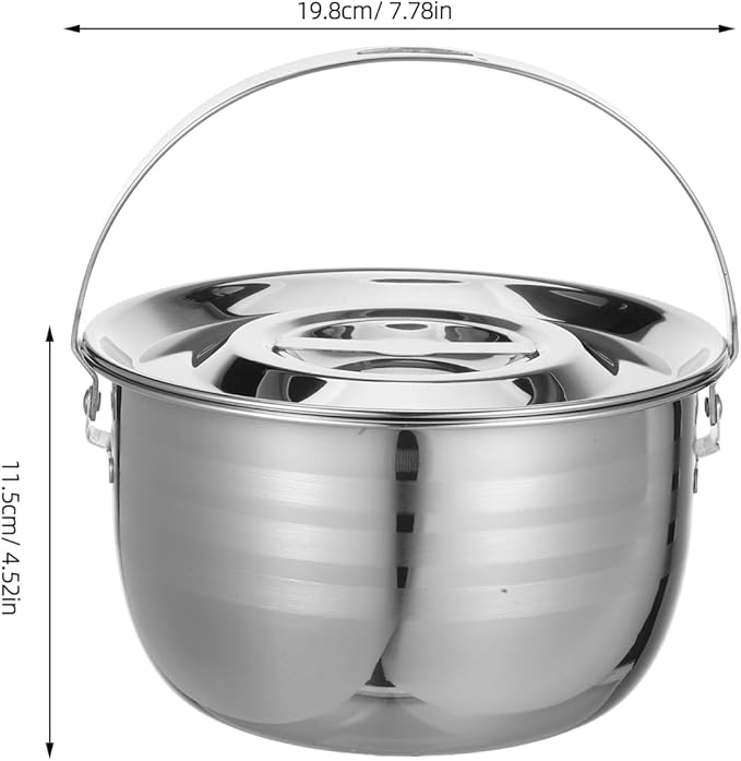 LIFKOME Stainless Steel Camping Pot with Lid Lifter Handle Camp Cookware Pot Portable Hanging Cooking Pot for Camping Cooking, BBQ, Basting, or Baking 2.5/4 Quart