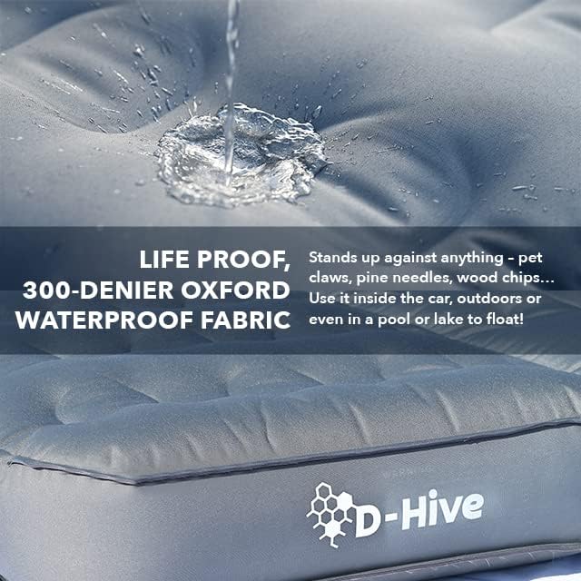 D-Hive SHORTENED LENGTH - Unbeatable Durability SUV Air Mattress for Car Camping, Durable Extra Thick 300D Oxford Fabric, Quick Easy Set-Up w/Electric Pump, Car Bed Mattress with Base Extenders 180 cm