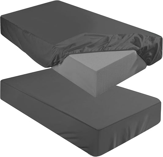 Breling Fitted Sheet (Sheet Only) Compatible with Milliard Trifold Mattress Folding Mattress Fitted Microfiber Bedclothes for Camp Bunk Rvs Bed(Dark Gray,2 Pcs,Twin,6'')