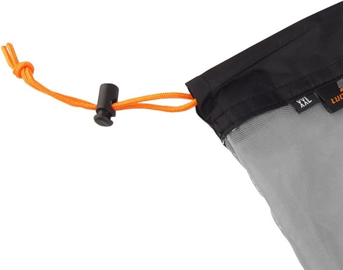 VGEBY Mesh Stuff Sack, Nylon Mesh Stuff Storage Sack Drawstring Mesh Camping Sack for Camping Hiking(XXL-Black)