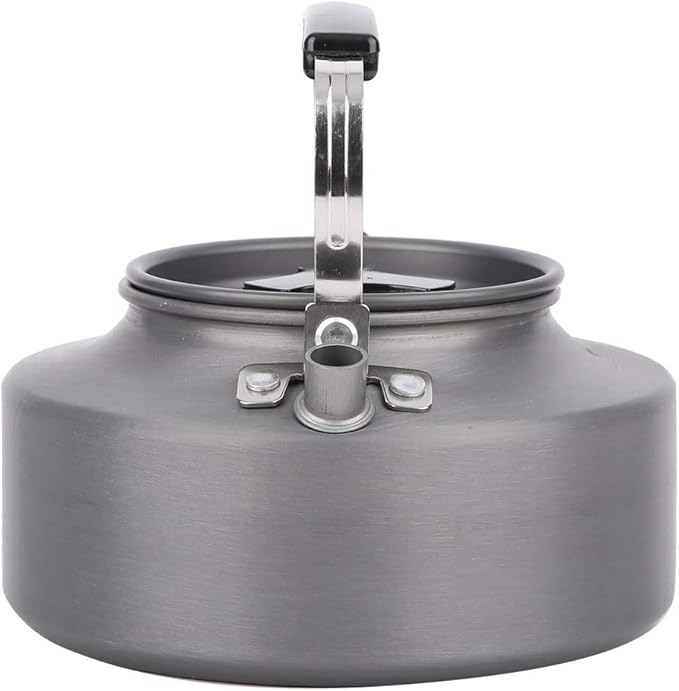 Topyond Camping Tea Kettle Teapot Outdoor Camping Kettle 1.1L,Portable Coffee Pot Teapot Picnic Set Wood Stove Steamer for Hiking (grey)