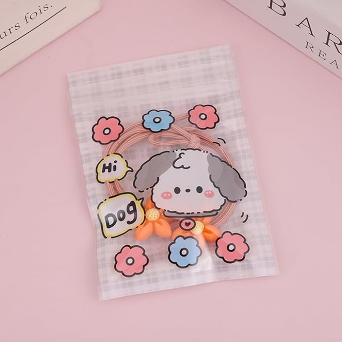 50 Pieces 7.5x11cm Small Cartoon Resealable Bags Cute PP Bag For Jewelry Packaging Bags Premium Adorable Anime Gift Bag (Grey dog)
