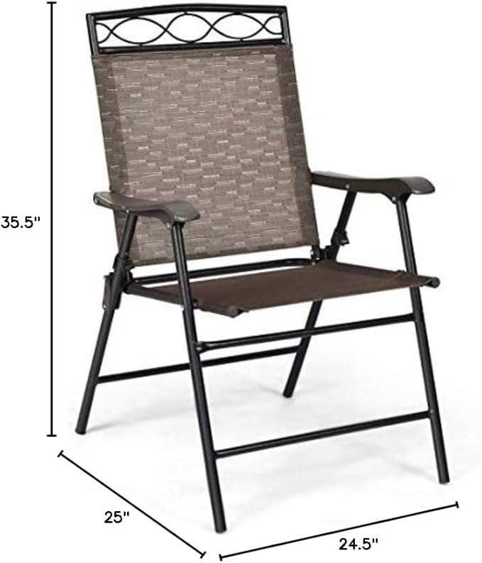 HAPPYGRILL 4-Piece Folding Chairs Outdoor Portable Dining Chair with Armrest for Camping Backyard