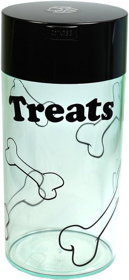 Tightpac Pawvac 24 Ounce Vacuum Sealed Pet Food Storage Container; Black Cap & Clear Body/Black Treats
