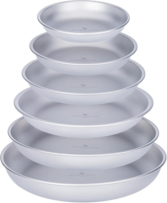 Boundless Voyage Titanium Camping Plate Dishes Saucer Lightweight Round Dinnerware Set Stackable Serving Plates Pasta Plates Travel Outdoor Home Kitchen Tableware Set Ti1141T