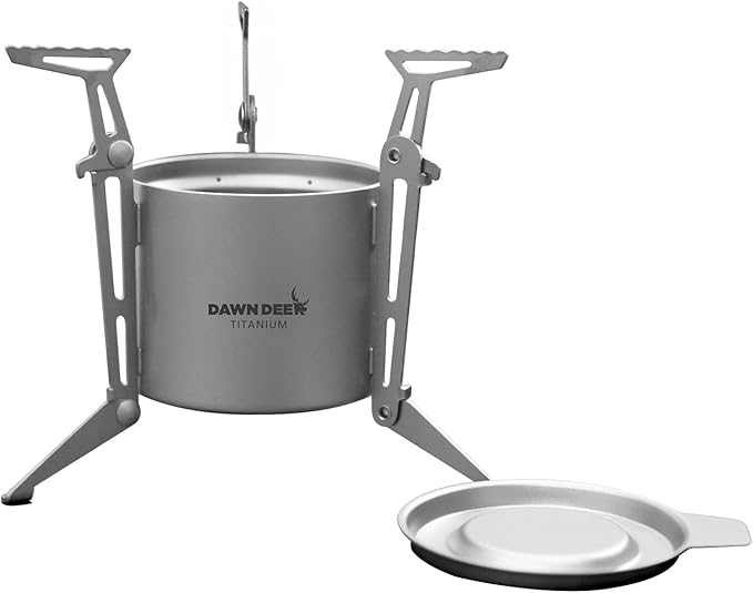 Titanium Backpacking Stove System, Cup/Portable Alcohol Stove/Foldable Spork -750ml Camping Combo (only stove)