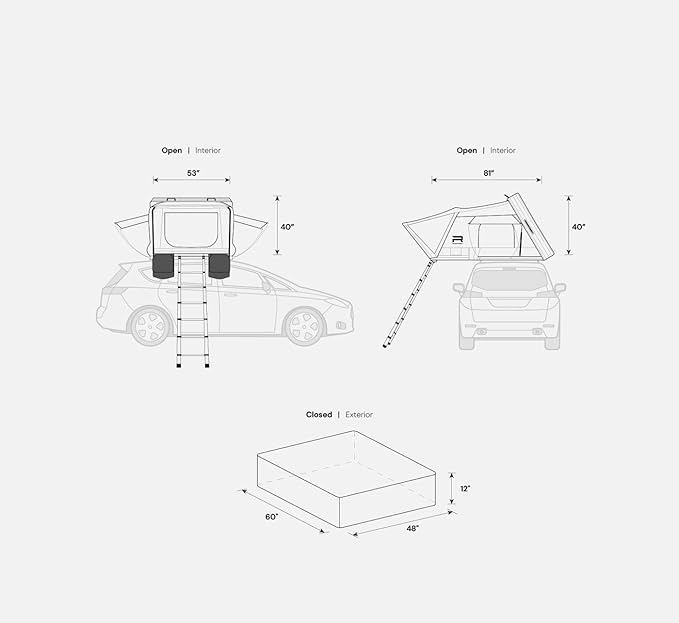 Condor Overland 2 Air Hard-Shell Roof Top Tent for Car Camping and Overlanding, Waterproof, Aluminum Shell, 2-3 Person Tent, Air Mattress and Universal Mounting Brackets Included