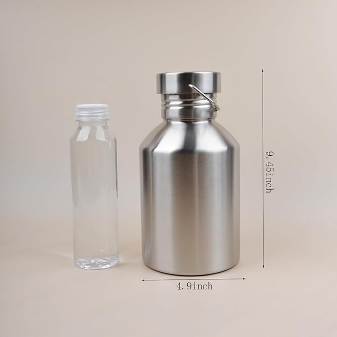 68OZ Stainless Steel Water Bottle with Handle Big Water Bottle for Men Single Wall Thickened Metal Bottle,Leak Proof and Anti Drop Large Capacity Hot Water Kettle for Sports,Camping&Hiking