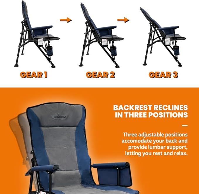 ExtremeHEAT Heated Camping Chair | Water-Resistant Heated Outdoor Chair with 3 Heat Settings | Folding Heated Chair for Outdoor Sports, Camping, and More | Battery Not Included