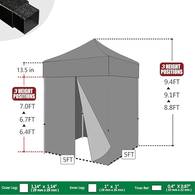 Eurmax USA 5'x5' Pop-up Canopy Portable Photo Booth Tent for Events Wedding Photobooth for Professional Photos Photo Studio Photo Booth System with Roller Bag，Bonus 4 SandBags (Black)