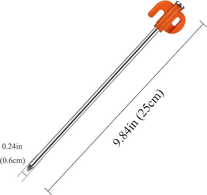 Tent Stakes, 20PCS Galvanized Ground Stake, 10 Inch Non-Rust Metal Tent Pegs Camping Tent Spikes Anchors for Outdoor Canopy, Yard Stakes for Garden, Hiking -Organge