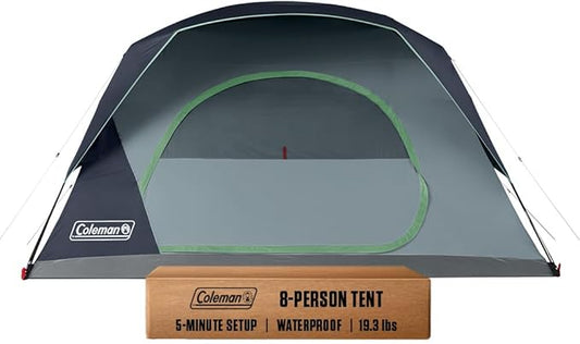 Coleman Skydome Tent with 5 Minute Setup, 2/4/6/8-Person Weatherproof Tent with Rainfly & Carry Bag, 20% More Headroom Than Traditional Canopies